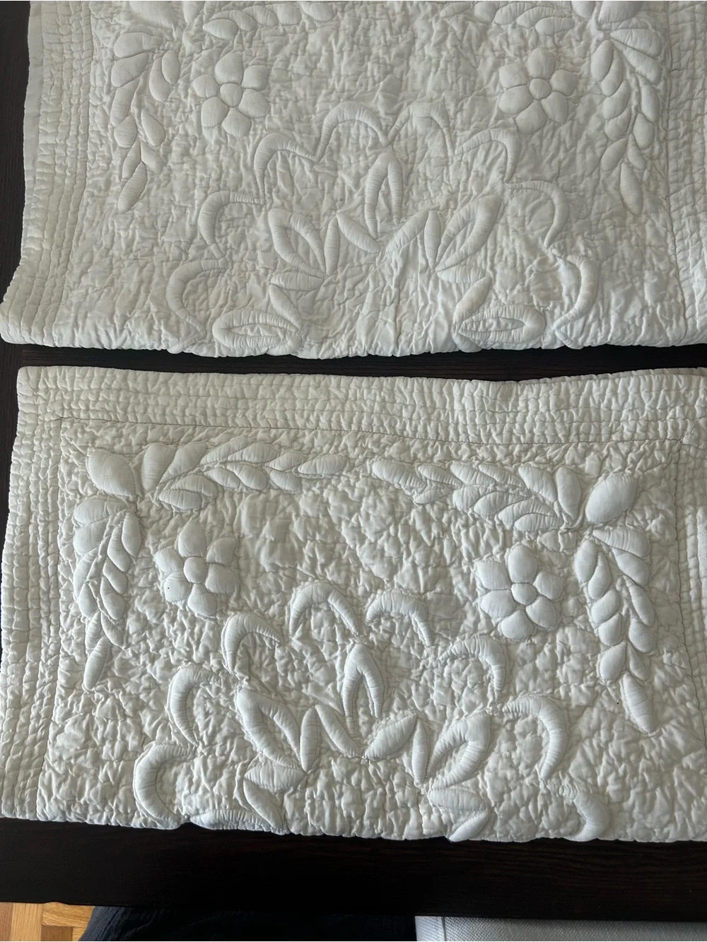 Creamy white Quilted Floral Pillow Shams - Elegant Home Bedding